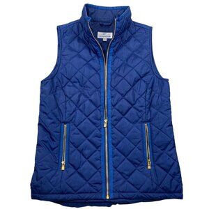 Southern Tide Women's Quilted Vest Small Blue With Gold Zipper